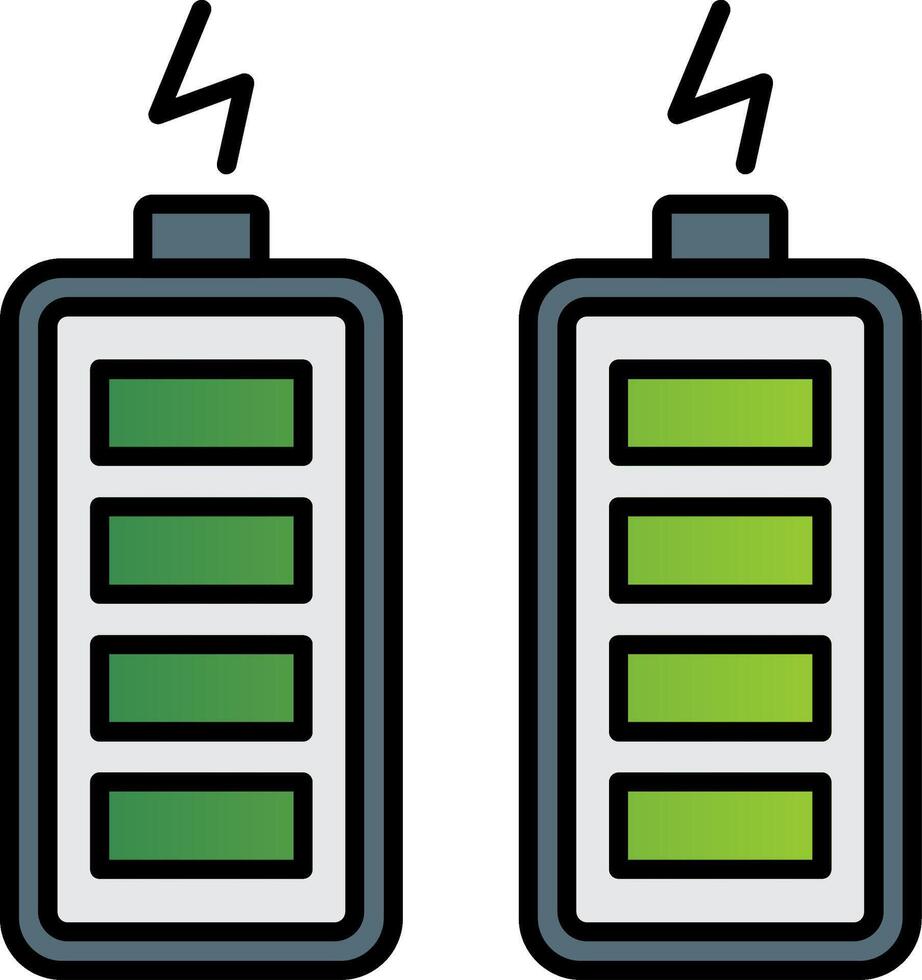 batterijen lijn gevulde helling icoon vector