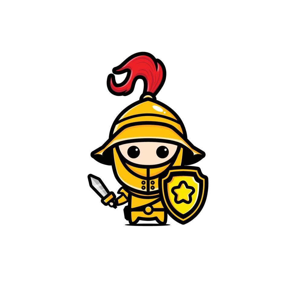 schattig chibi ridder karakterontwerp vector