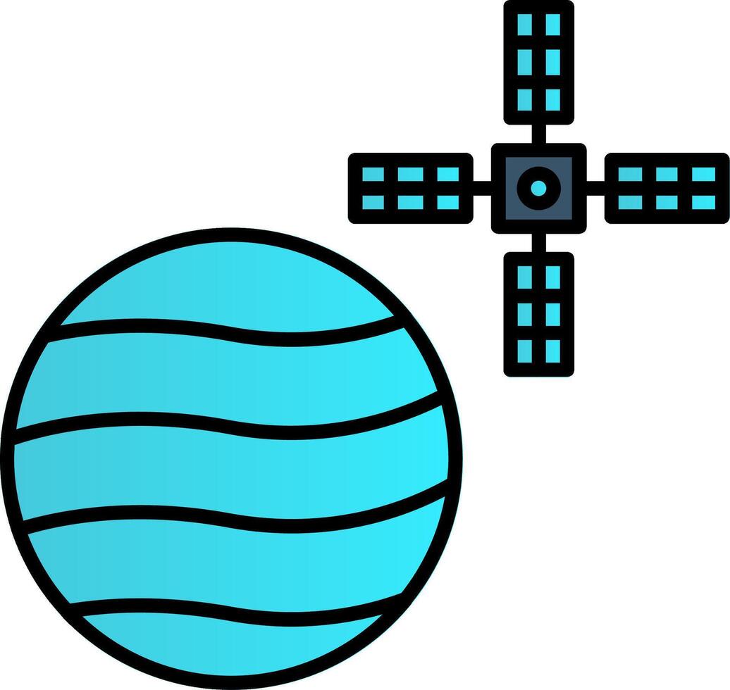 Venus met satelliet lijn gevulde helling icoon vector