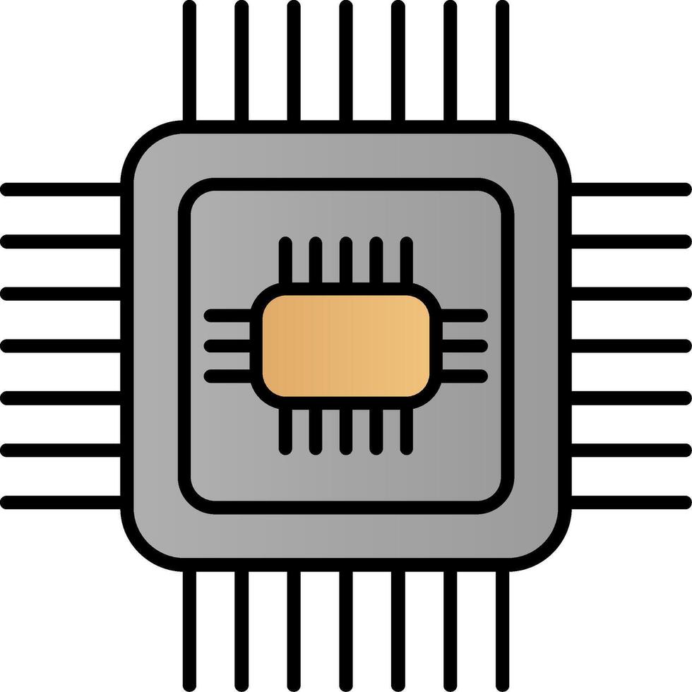 CPU lijn gevulde helling icoon vector