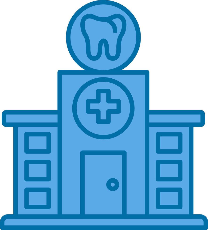 tandheelkundig kliniek gevulde blauw icoon vector