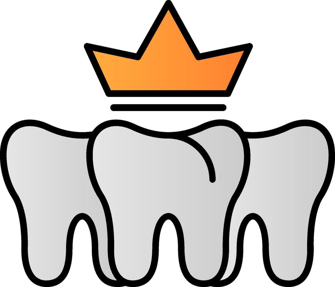 tandheelkundig kroon lijn gevulde helling icoon vector