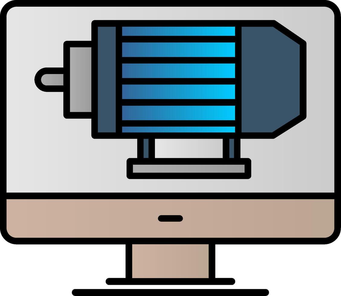 elektrisch motor lijn gevulde helling icoon vector