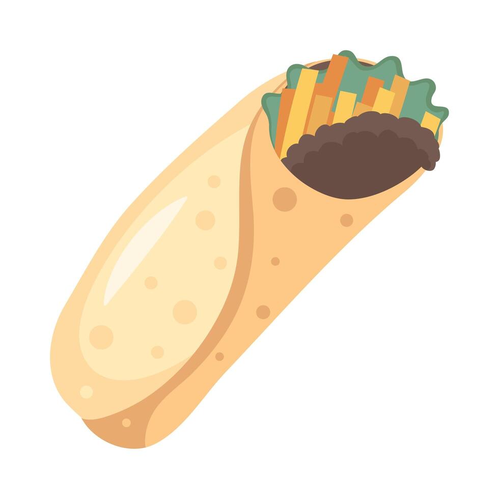 heerlijke burrito fastfood pictogram vector