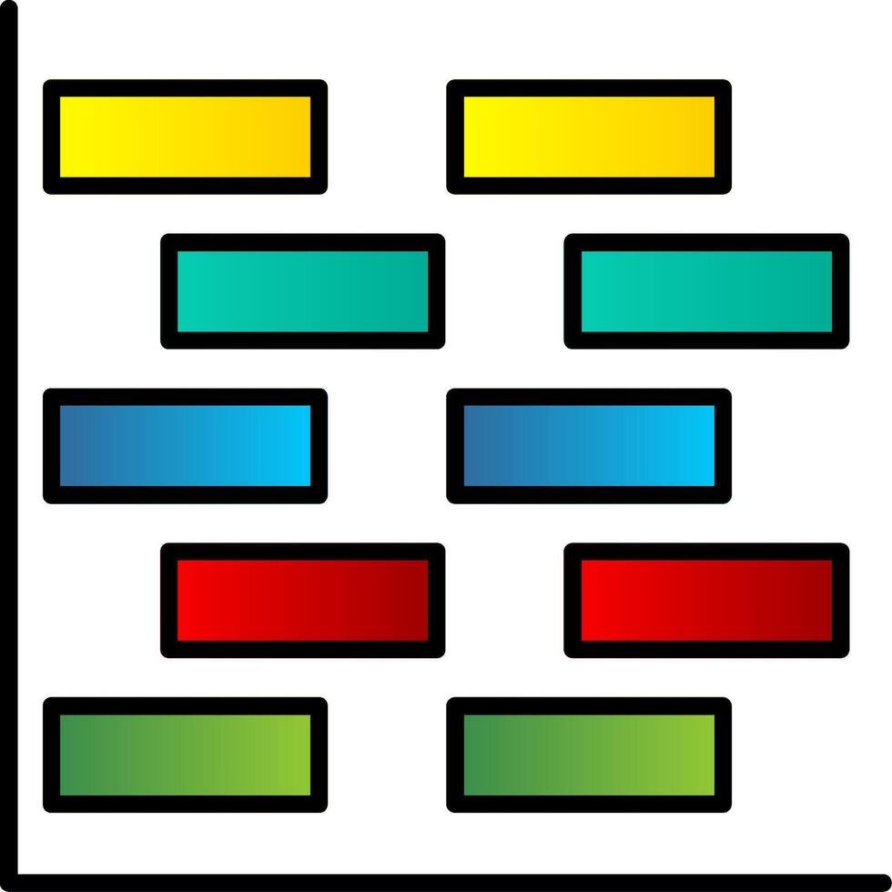 gantt tabel lijn gevulde helling icoon vector