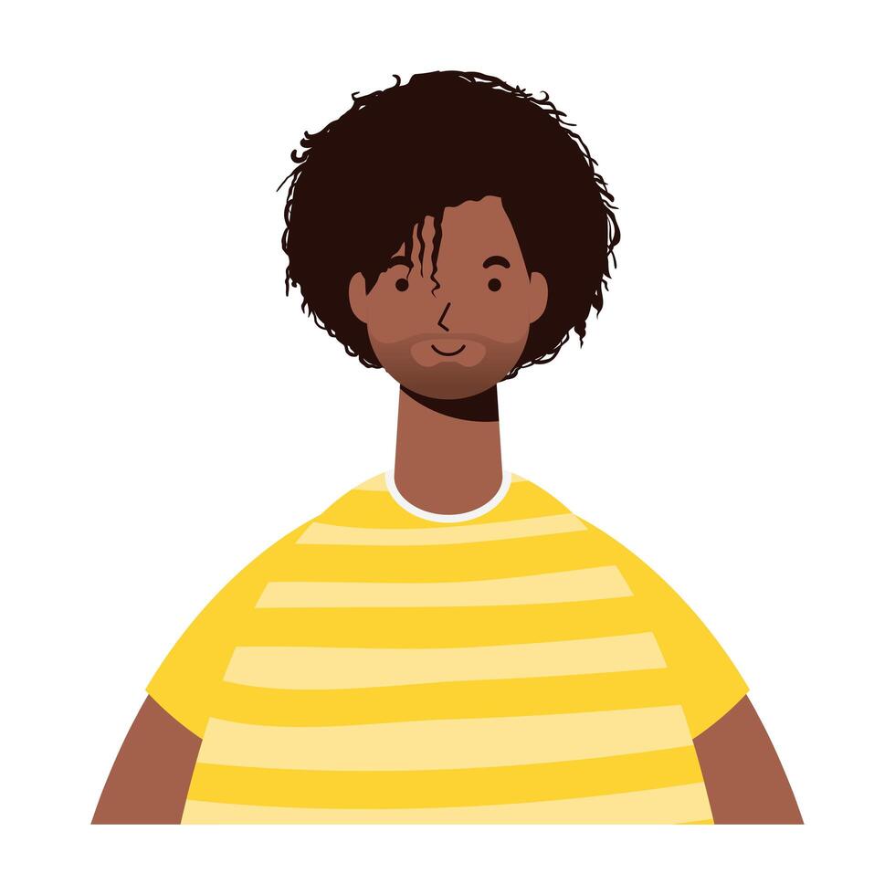 afro etnische man met baard karakter icoon vector