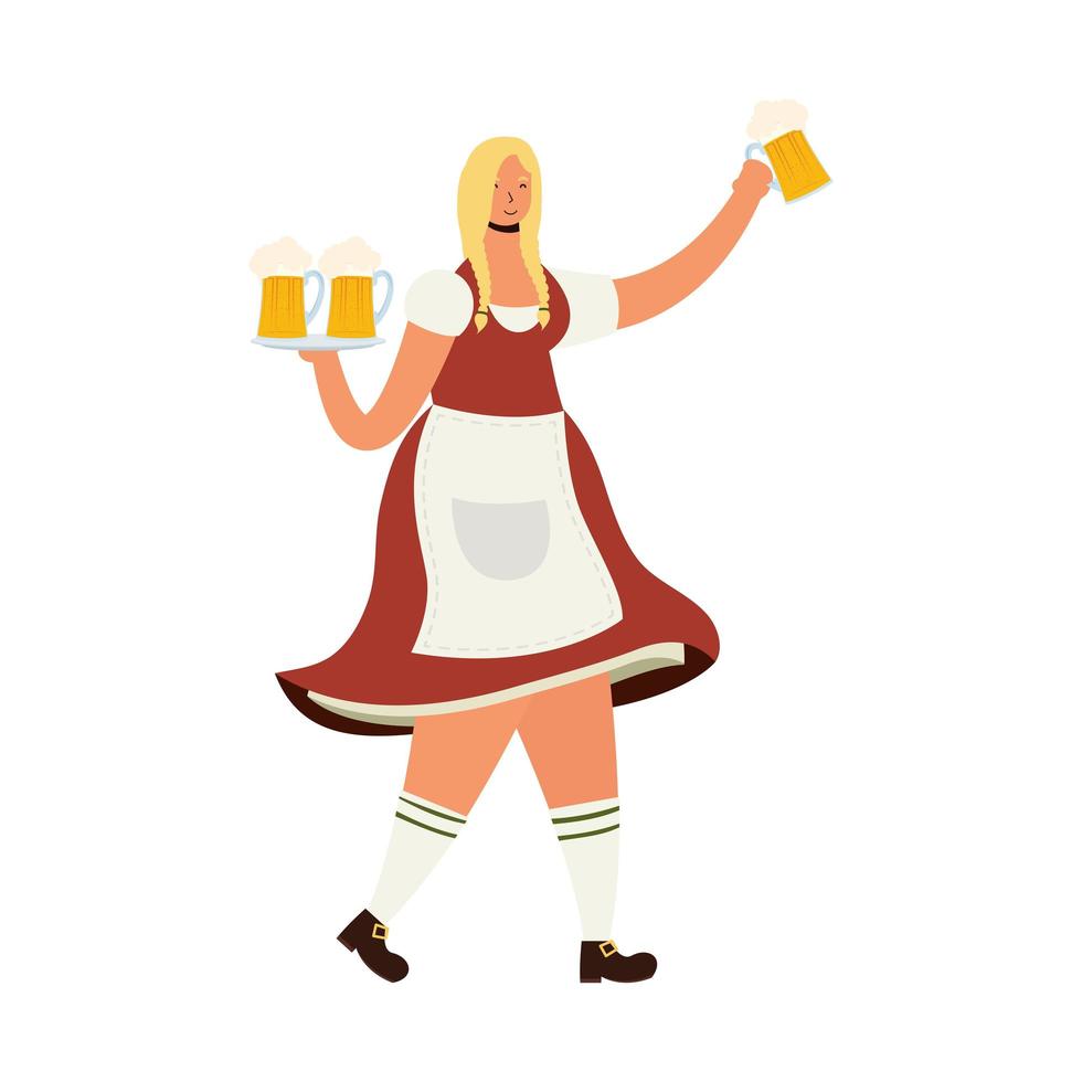 mooie duitse vrouw die bieren drinkt vector
