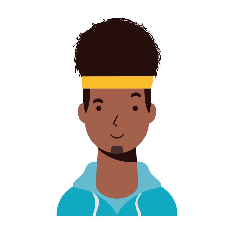 afro etnische man met sportkleding karakter icoon vector