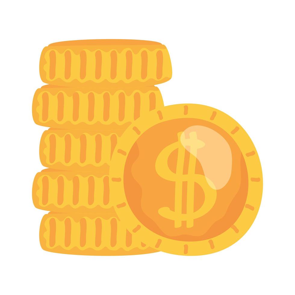 stapel munten geld dollars pictogrammen vector