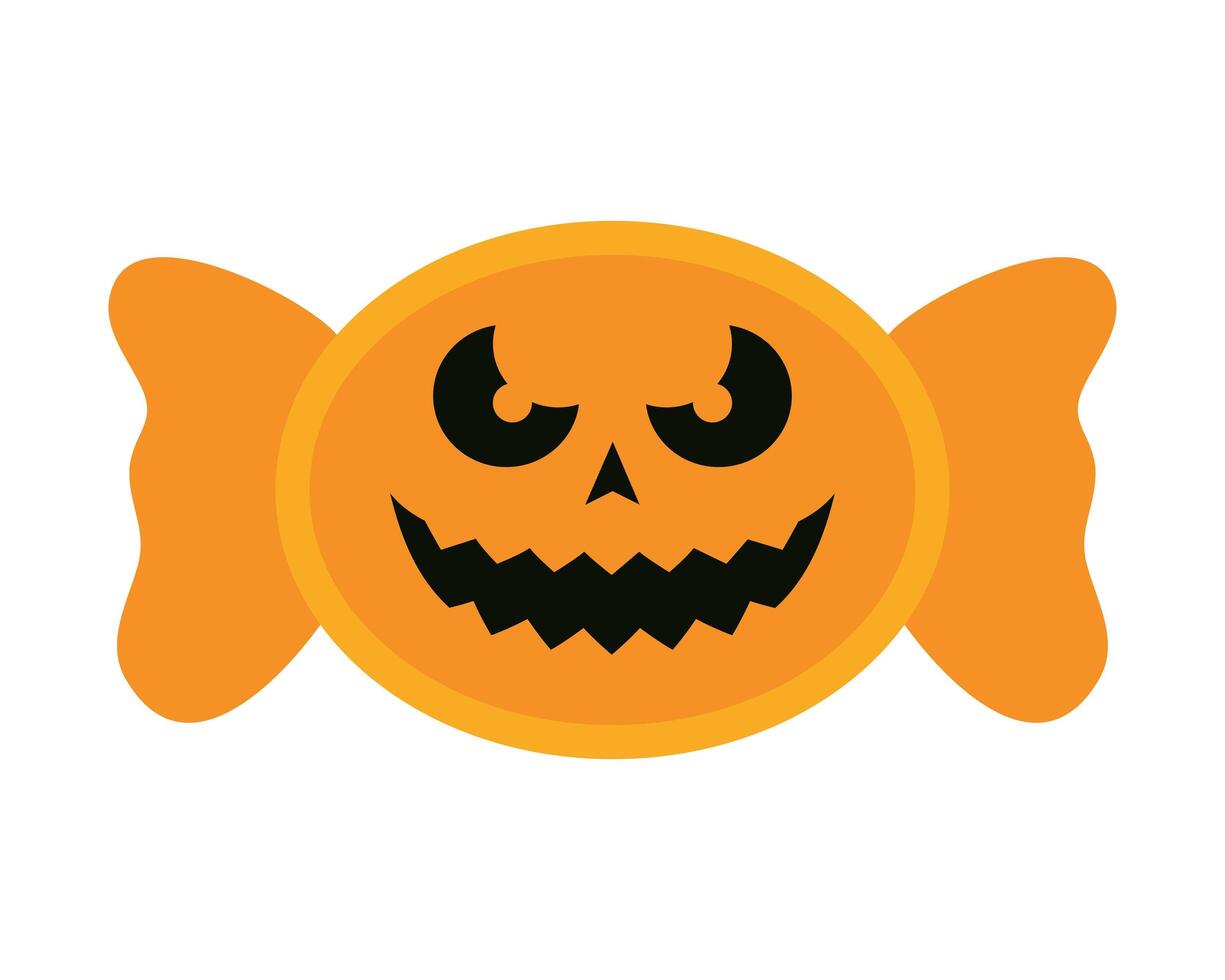 halloween zoet snoep met gezichtspictogram vector