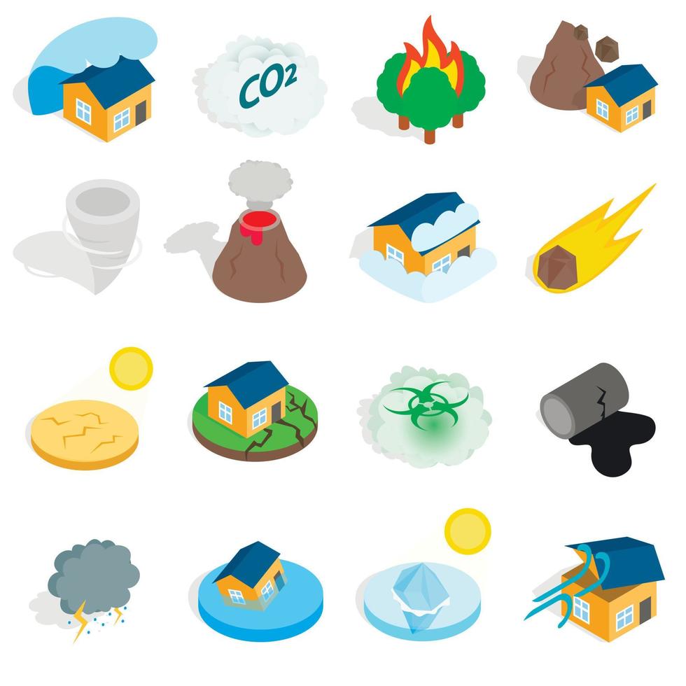 natuurramp catastrofe iconen set vector