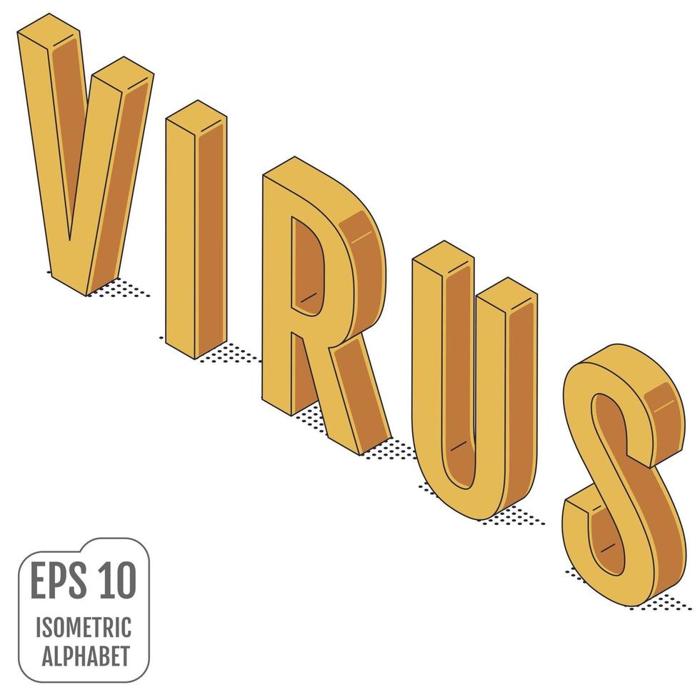 het woord virus geschreven in het isometrische alfabet. vector