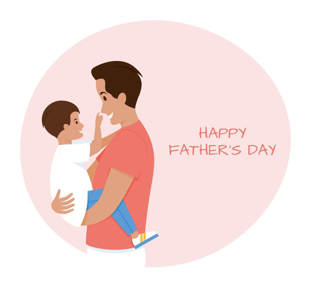 vectorillustratie van vader en zoon. vader en dochter. gelukkige vaderdag. vader die zijn zoon vasthoudt. vader en zoontje. vector