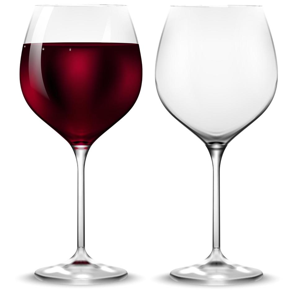 leeg en volledig transparant wijnglas. vector