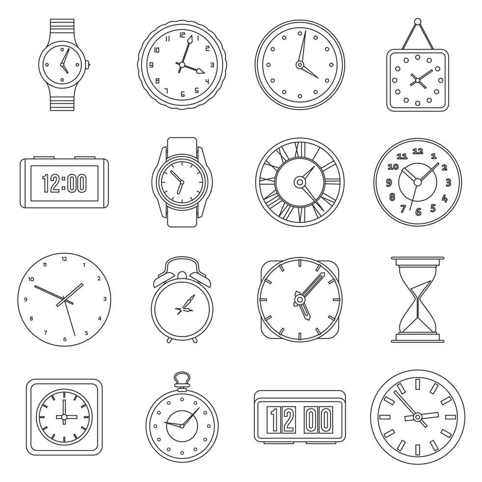 tijd en klok iconen set vector