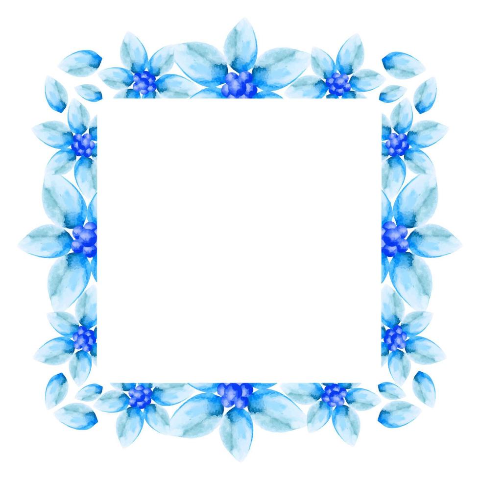 aquarel blauw frame sjabloon geïsoleerd op wit vector set grens bruiloft uitnodiging ontwerp bloemen krans botanisch illustratie elegant kaart decoratie boeket