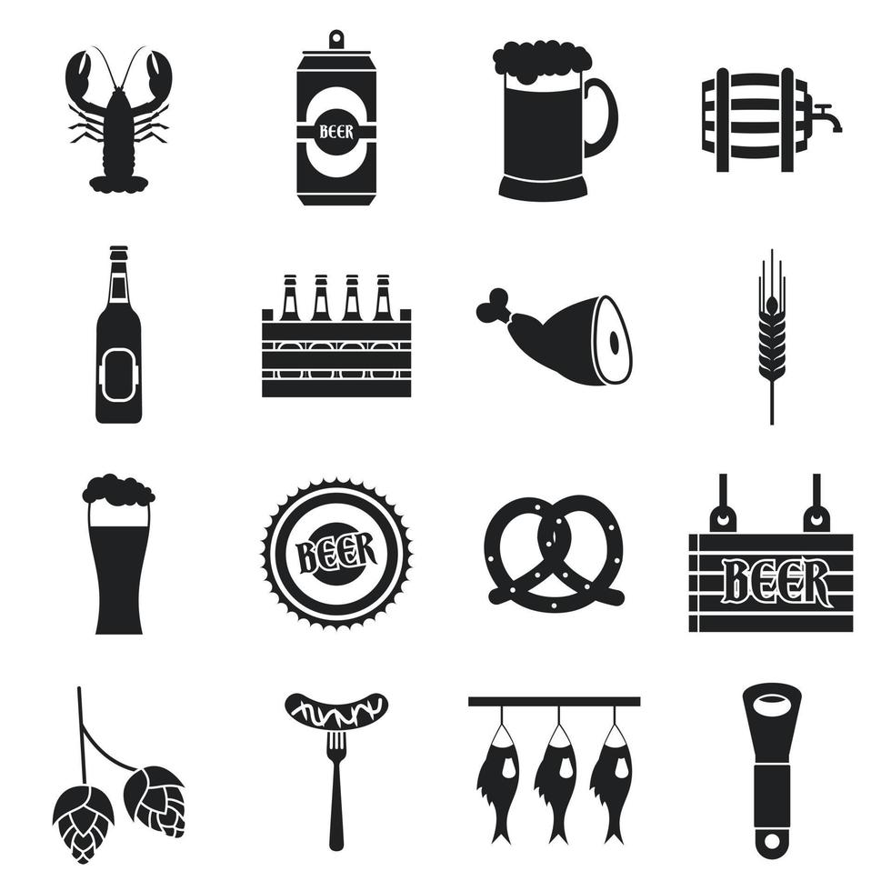 bier iconen set, eenvoudige stijl vector