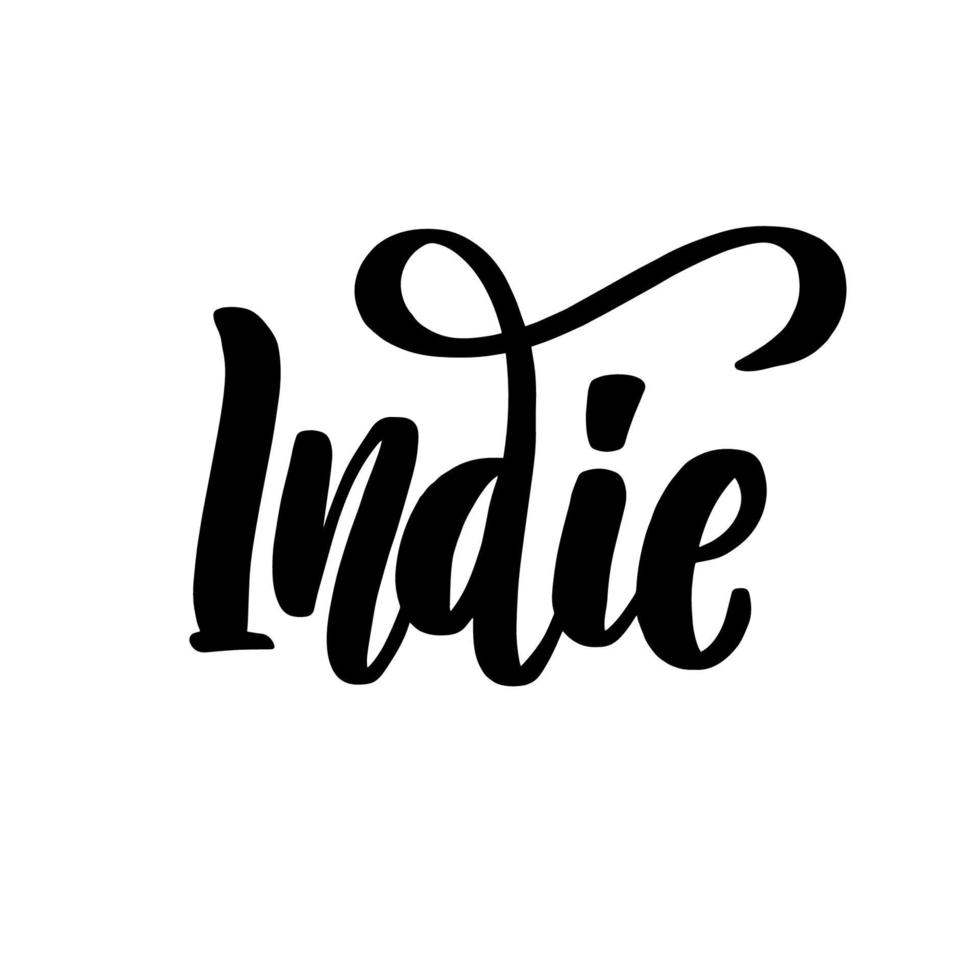 indie muziek belettering handgeschreven voorraad belettering typografie. kalligrafie voor logo badge pictogram kaart briefkaart logo, banner, tag. vector illustratie eps10.