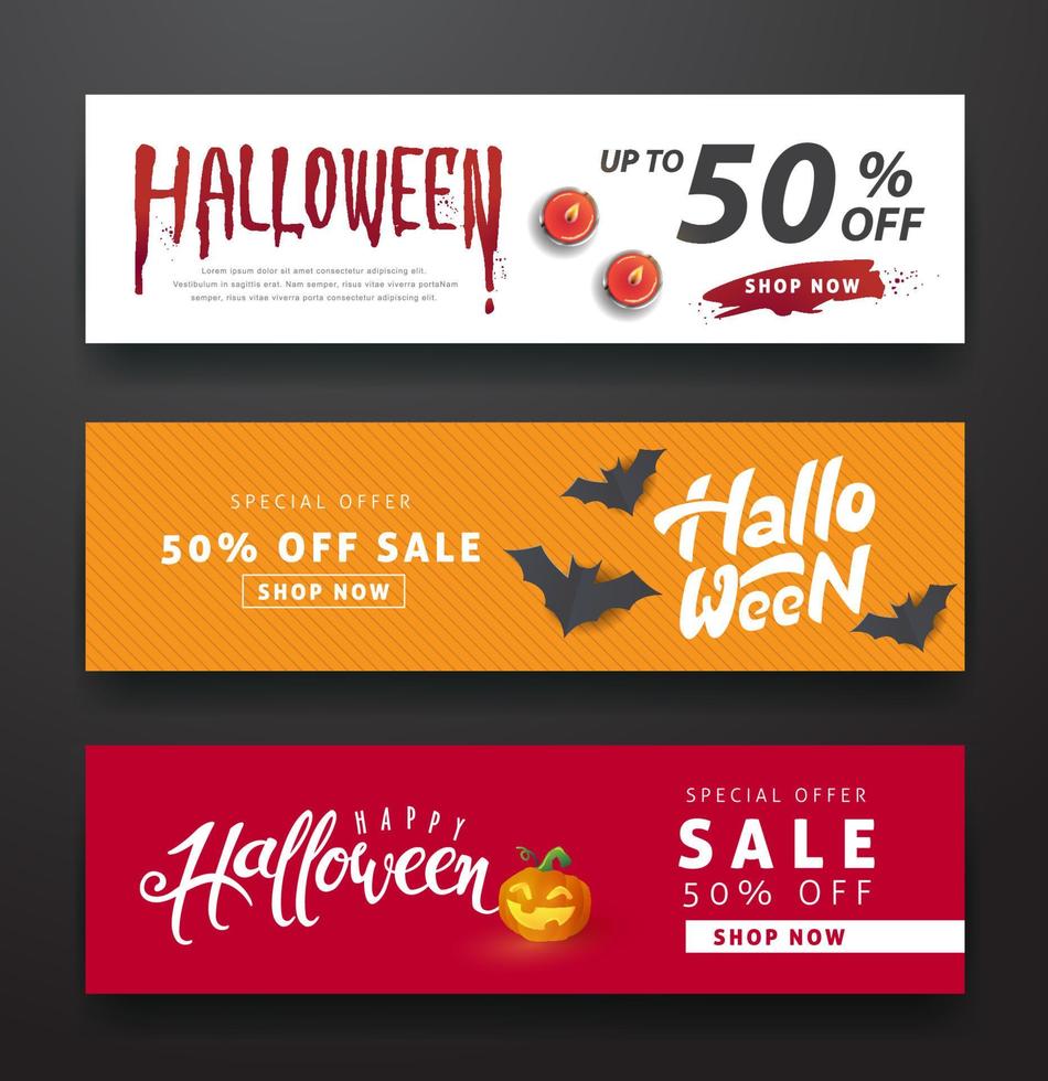 happy halloween-verkooppromotie reclamebannersjabloon vector