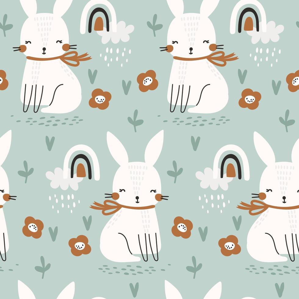 naadloos patroon met schattig konijn. vector