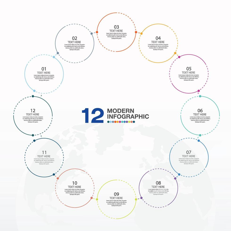 infographic met 12 stappen, werkwijze of opties. vector