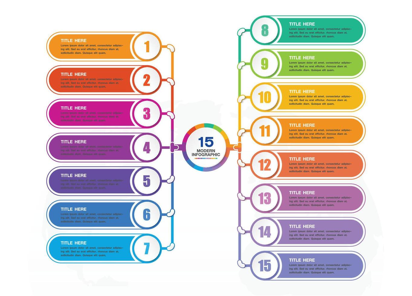 infographic werkwijze ontwerp met pictogrammen en 15 opties of stappen. vector