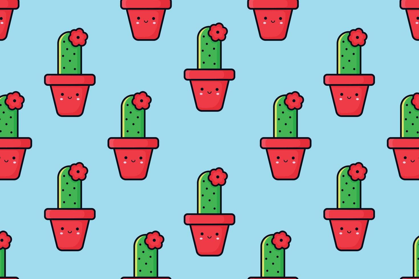 naadloos patroon van cactus in een pot. vector illustratie