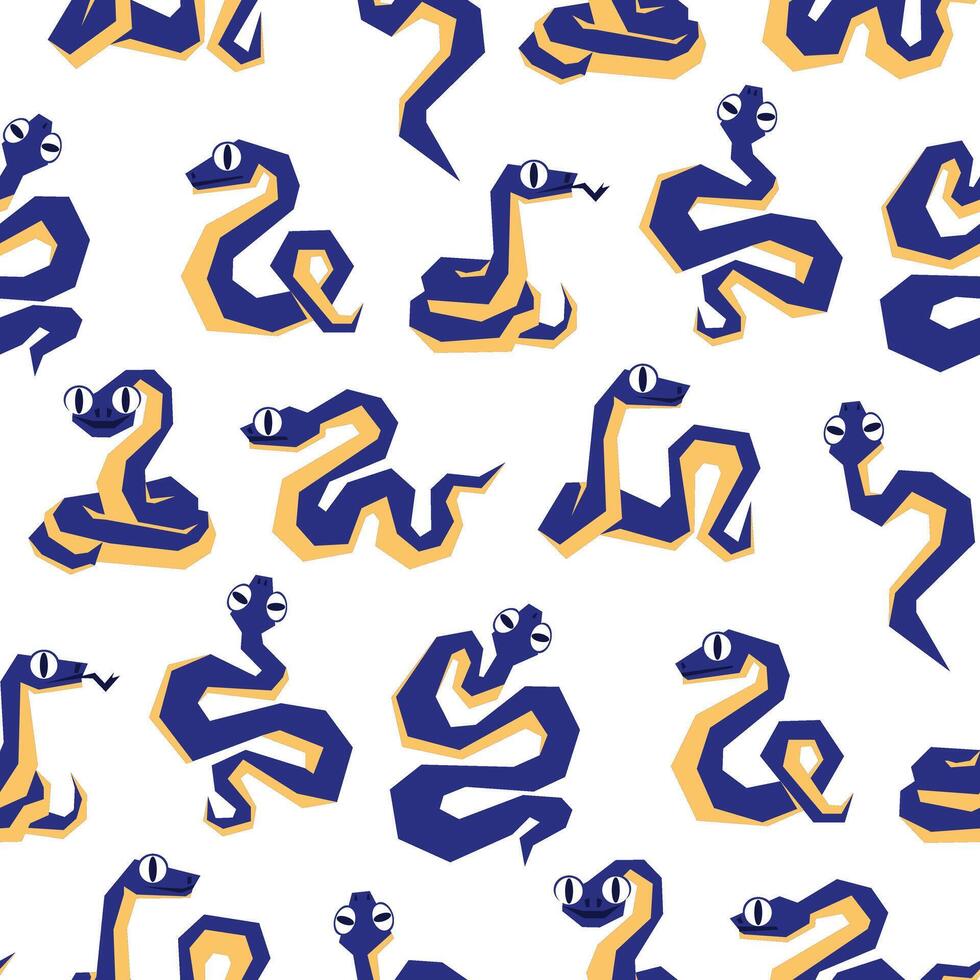 de 2025 slang patroon is blauw en geometrisch kruipen. geïsoleerd bochtig slangen in verschillend poseert. modern vector illustratie in een vlak stijl. de 2025 verzameling van tweekleurig slangen