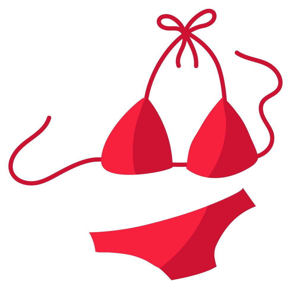 roze spleet zwempak, bikini. vector grafisch-modieus spleet bikini zwempak. beha en slipje zijn scheiden van elk ander. de concept is een zomer vakantie Bij de toevlucht, een strand kleding