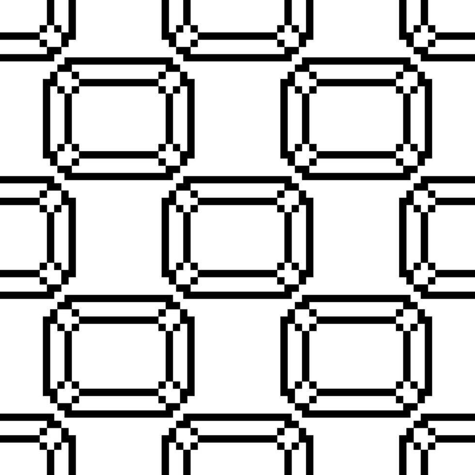 patroon met de ruitvormig edelsteen teken is gemaakt in de het formulier van pixels. retro video spel met zwart contouren in pixel kunst. klein pleinen zijn getrokken in de het formulier van een patroon. naadloos vector