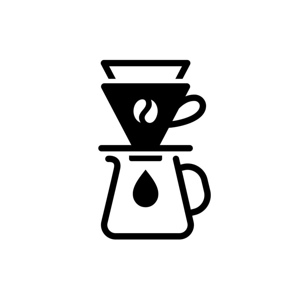 gieten over- koffie maker pictorgam. gemakkelijk vector zwart glyph icoon geïsoleerd Aan wit achtergrond.