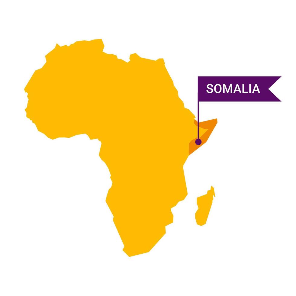 Somalië Aan een Afrika s kaart met woord Somalië Aan een vlagvormig markeerstift. vector