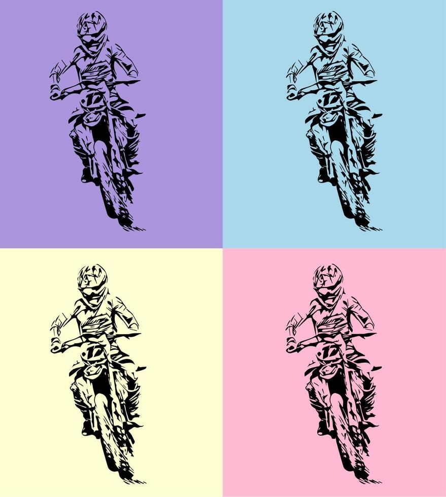 popart crossmotor poster. crossmotor poster behang vector