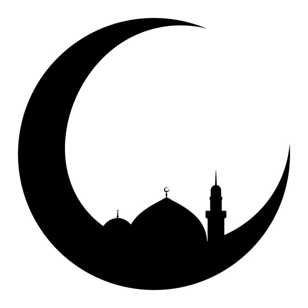 maan moskee sillhouette vector illustratie