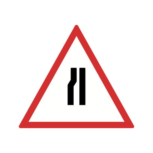 Vector Road versmalt op linker verkeersbord pictogram