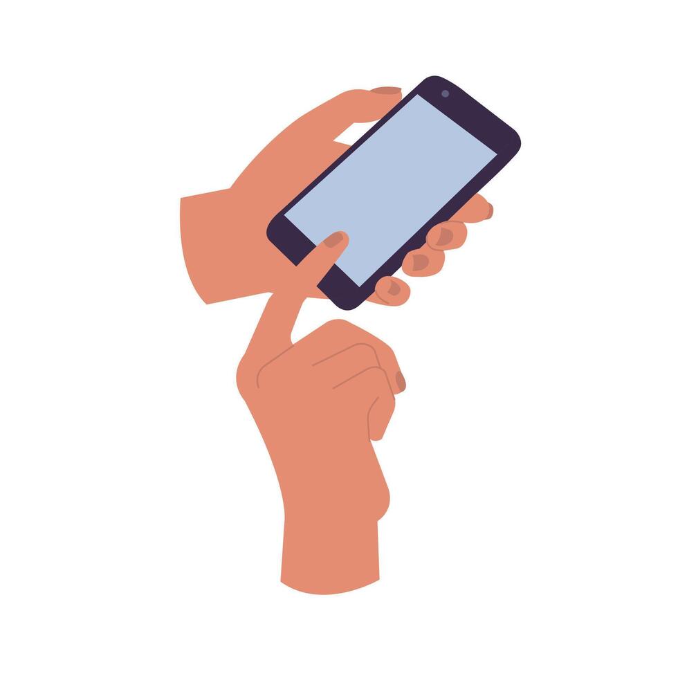 vector illustratiesset menselijk handen Holding slim telefoon isolaten Aan een wit achtergrond