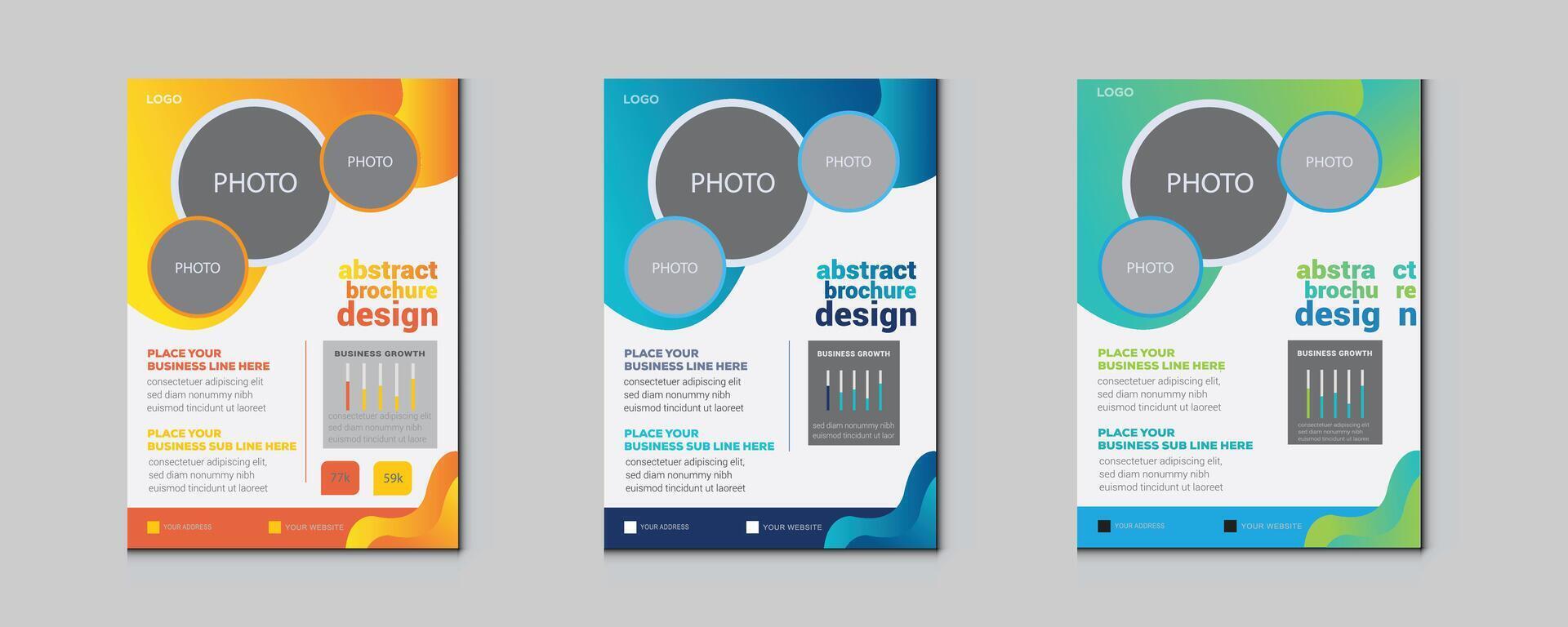 portefeuille meetkundig ontwerp vector set. abstract blauw vloeistof grafisch helling cirkel vorm Aan Hoes boek presentatie. minimaal brochure lay-out en modern verslag doen van bedrijf flyers poster