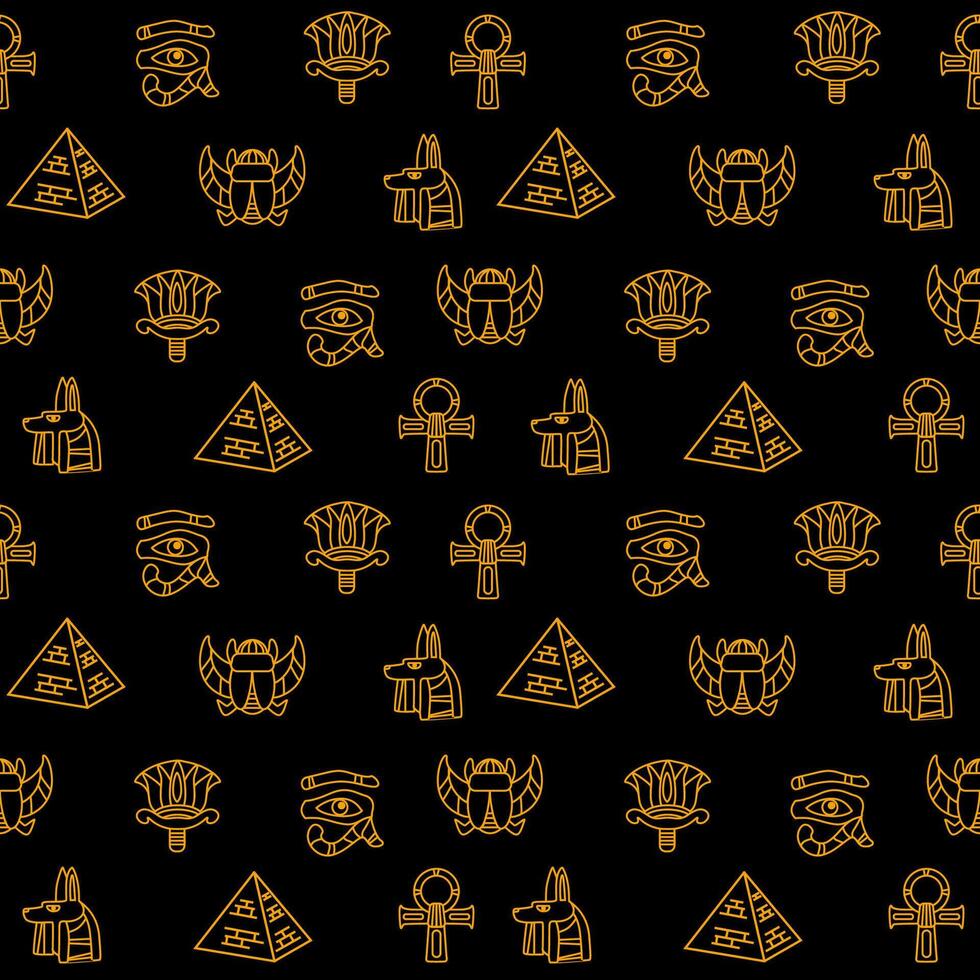 naadloos patroon met Egypte pictogrammen Aan een zwart achtergrond vector