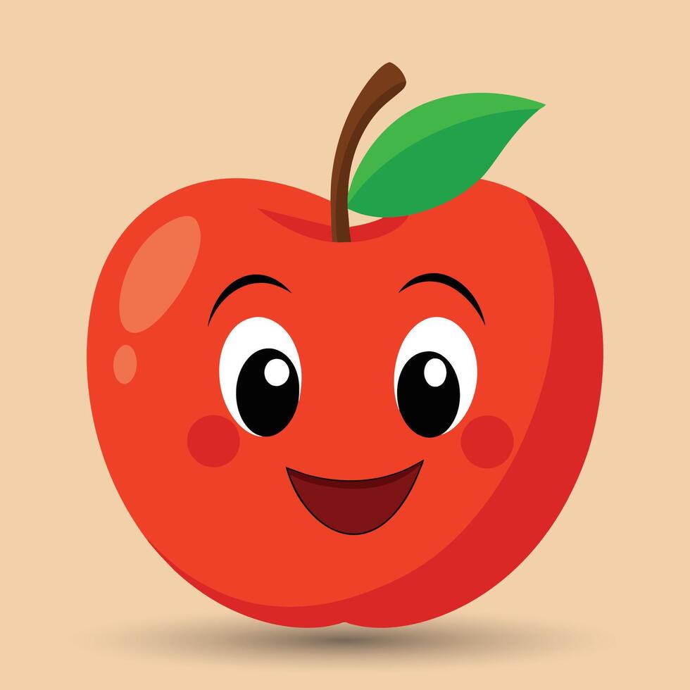 glimlachen appel met ogen schattig grappig appel fruit tekenfilm stijl vector ontwerp illustratie