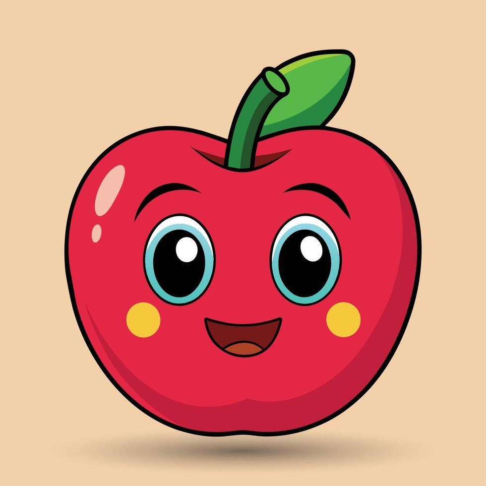 glimlachen appel met ogen schattig grappig appel fruit tekenfilm stijl vector ontwerp illustratie