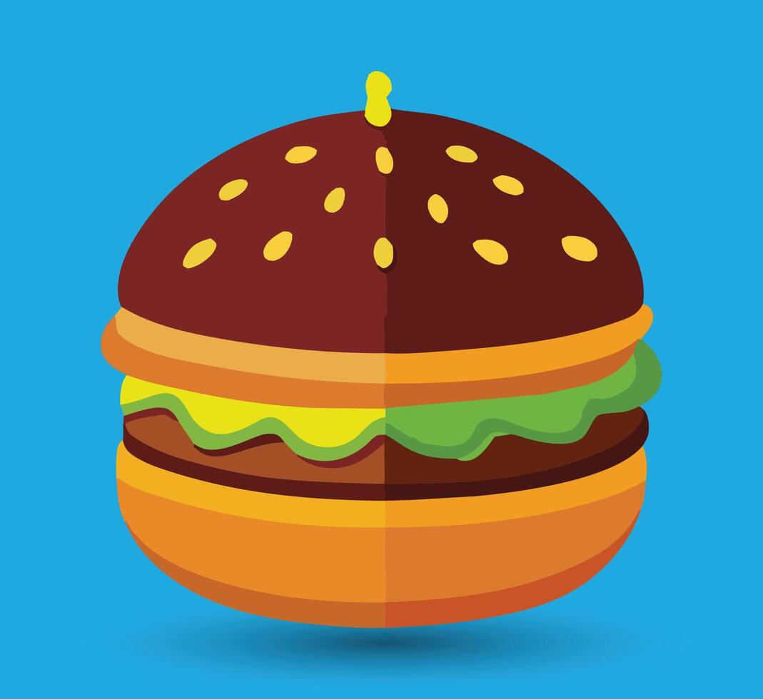 hand- getrokken hamburger vector illustratie. hamburger met sappig rundvlees.