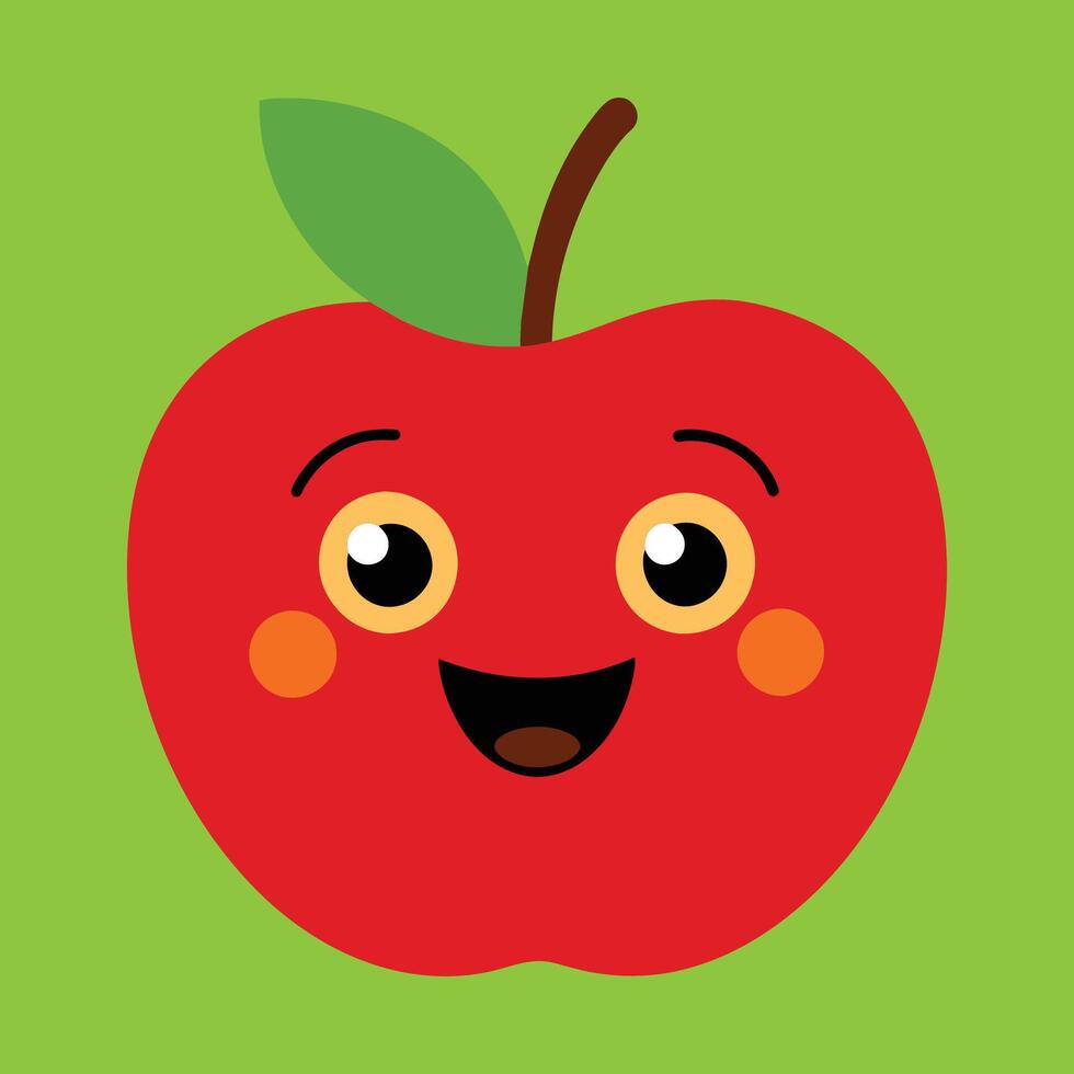 glimlachen appel met ogen schattig grappig appel fruit tekenfilm stijl vector ontwerp illustratie