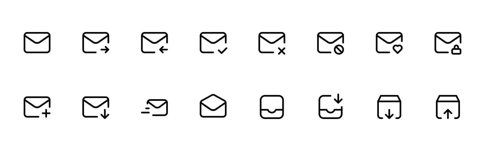 mail icoon set. e-mail icoon vector. e-mail icoon. envelop. bewerkbare beroerte lineair pictogrammen. vector illustratie