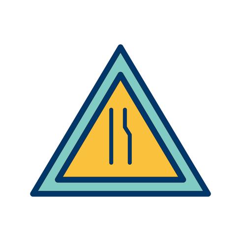 Vector Road versmalt op juiste Road Sign Icon