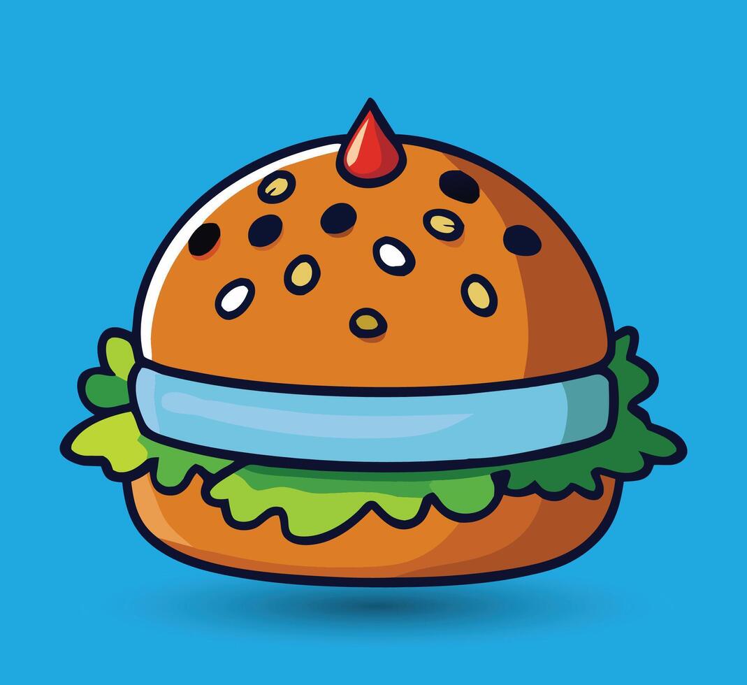 hand- getrokken hamburger vector illustratie. hamburger met sappig rundvlees.