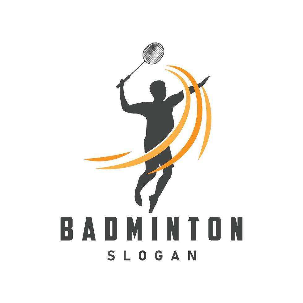 badminton logo vector zwart silhouet badminton sport speler wijnoogst minimalistische racket en shuttle ontwerp illustratie sjabloon