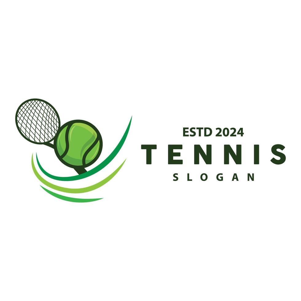 tennis sport- logo, bal en racket ontwerp voor gemakkelijk en modern toernooi kampioenschap sport- vector