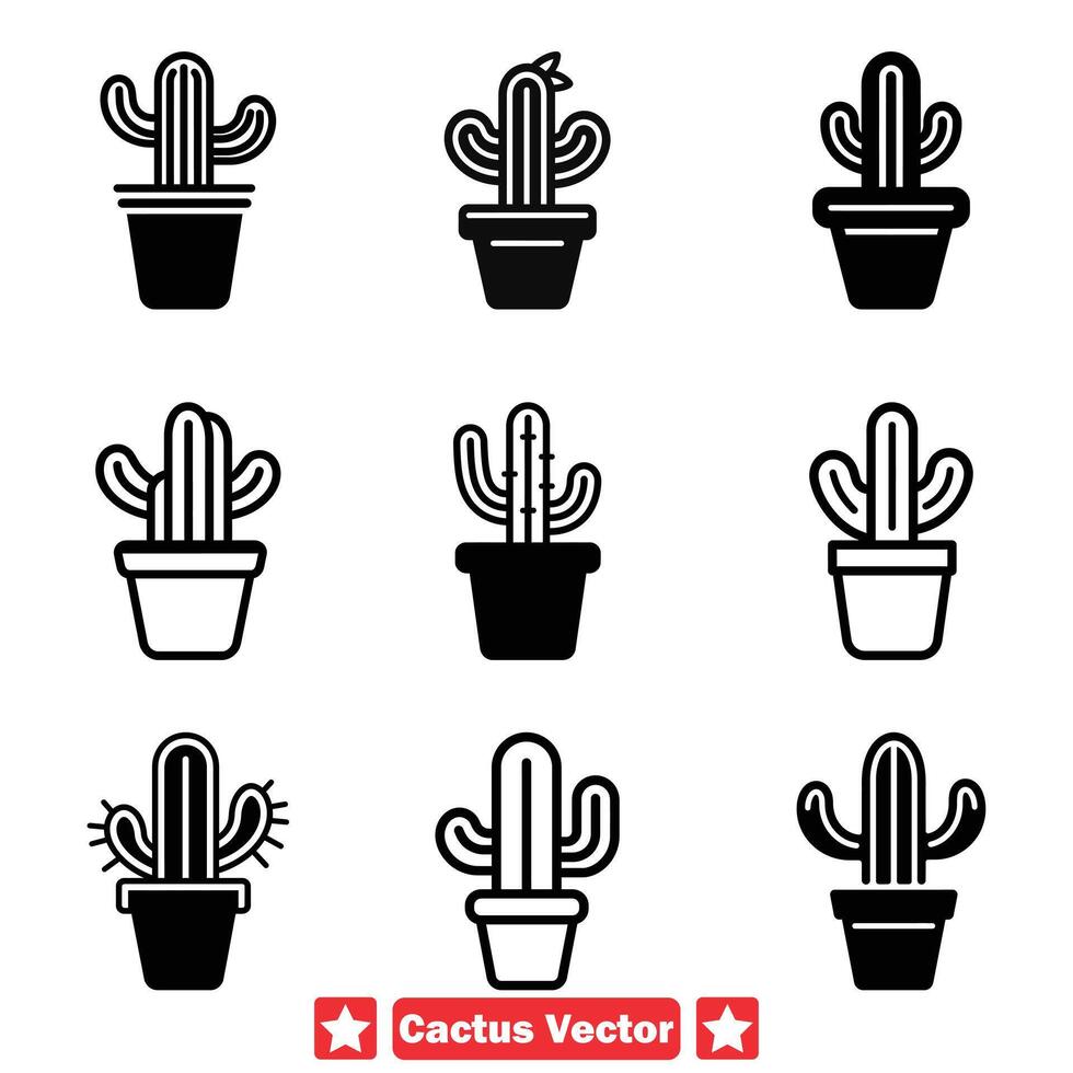 ai gegenereerd botanisch schoonheid elegant cactus silhouet reeks voor premie ontwerp ervaringen vector