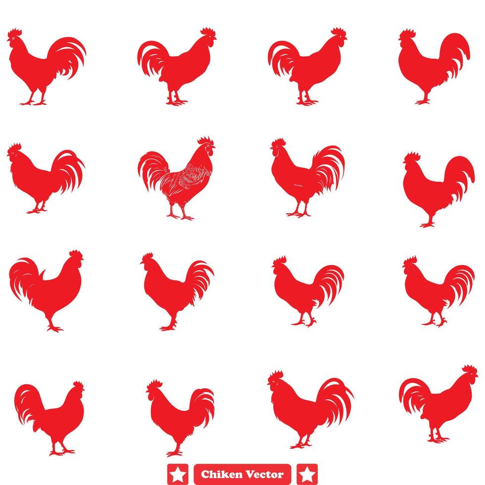ai gegenereerd kippen in overvloed gevarieerd silhouetten voor elke project vector