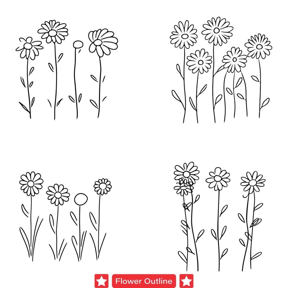 bloemen kalmte verbijsterend schets silhouet ontwerpen met divers bloesems, op maat gemaakt voor ontwerpers en ambachtslieden gelijk vector